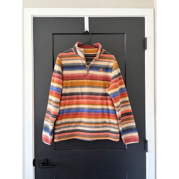 Like New Billabong Adventure Boundary Quarter Zip Fleece Pullover Stripe Size L - Picture 2 of 8